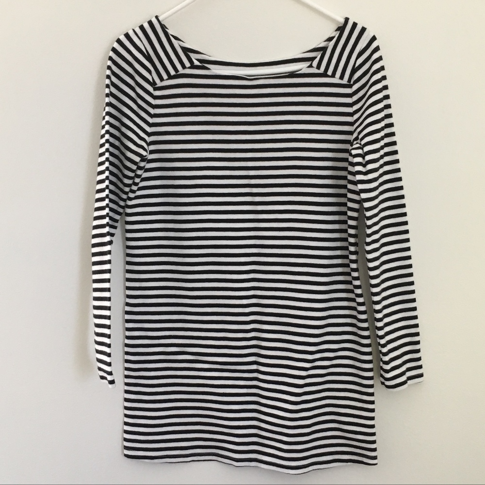 Old Navy Black White Striped Tunic Blouse